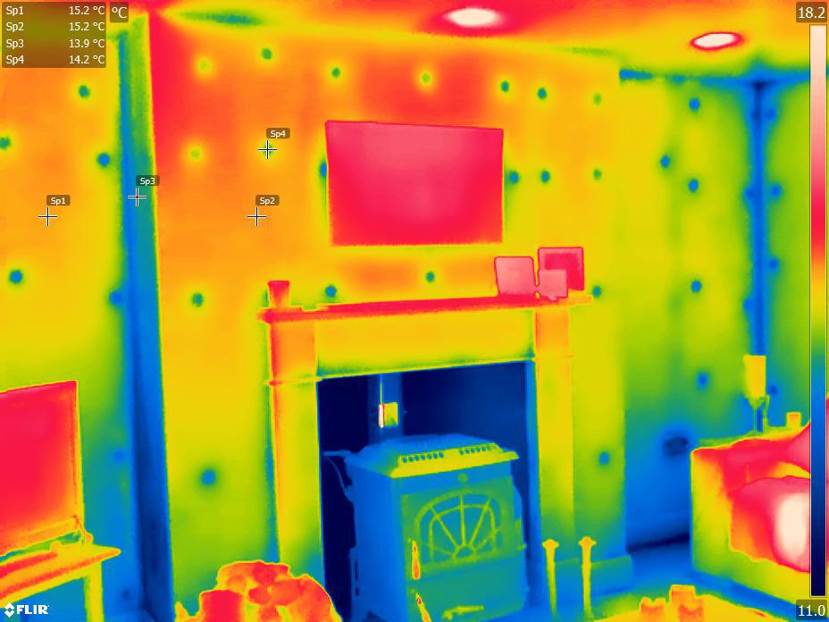 Cosy board installation not completed correctly around chimney see next image.
